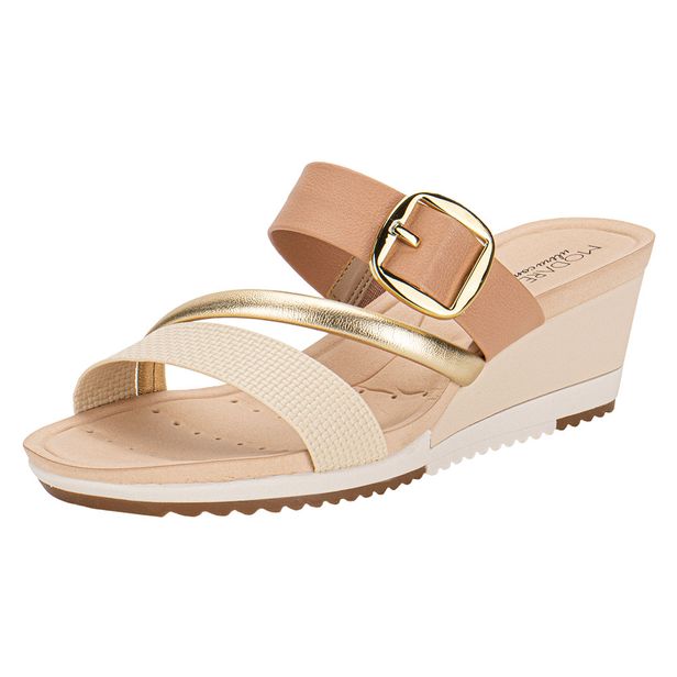 Tamanco Feminino Anabela Modare 7123152 BEGE/OURO 34