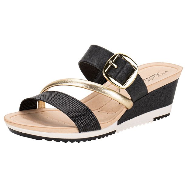 Tamanco Feminino Anabela Modare 7123152 PRETO/DOURADO 35