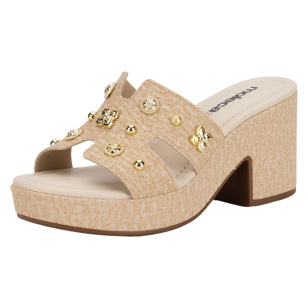 Tamanco Feminino Salto Grosso Moleca 5549105 NATURAL 35