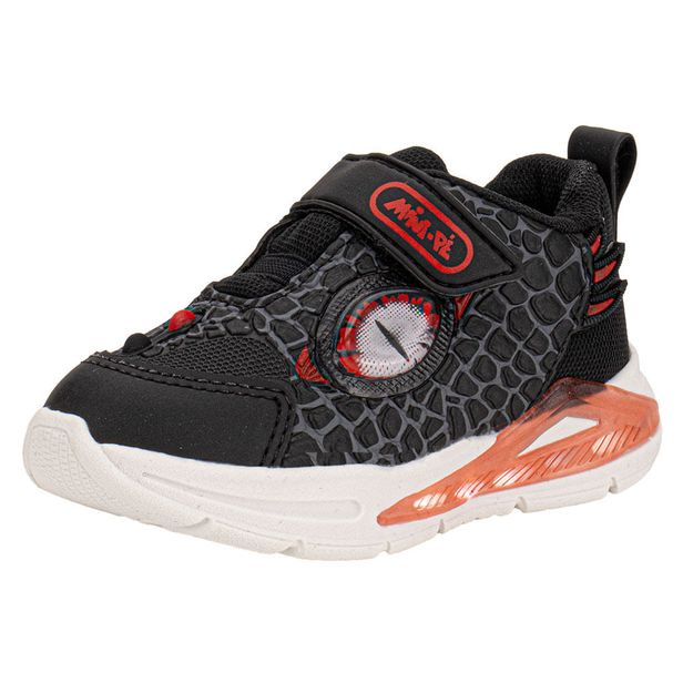 Tênis Infantil Masculino Led Minipé MP2418 PRETO/VERMELHO 25
