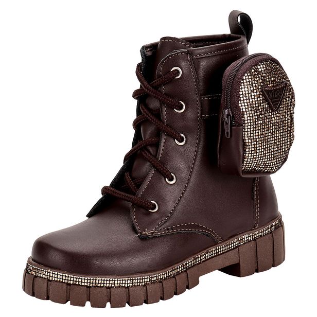 Bota Infantil Feminina Coturno Bag Nilqi 15106 CAFÉ 28