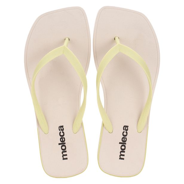 Chinelo Feminino Moleca 5552100 BEGE/VERDE 34