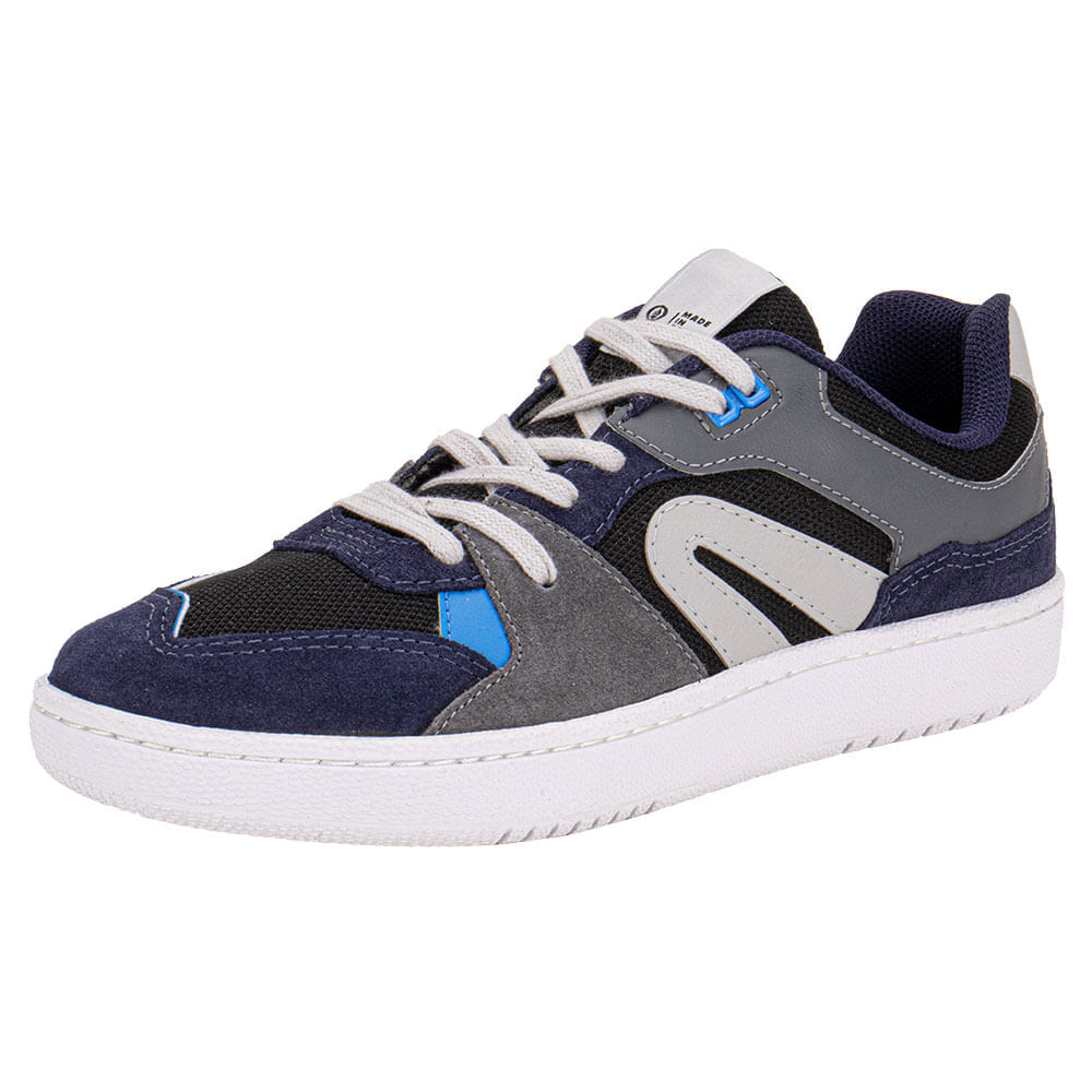 Tênis Masculino Casual Tower Rainha RA0258 CINZA/AZUL - cloviscalcados