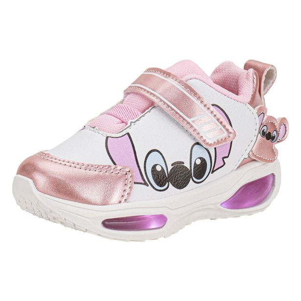 Tênis Infantil Feminino Led Minipé MP2516 BRANCO/ROSA 24