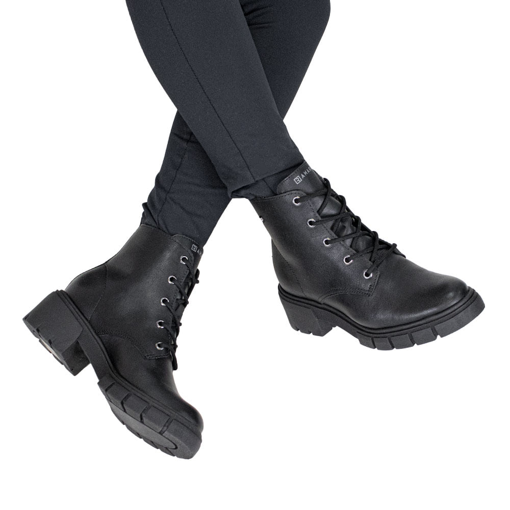 Bota Feminina Coturno Ramarim 2411121 PRETO cloviscalcados