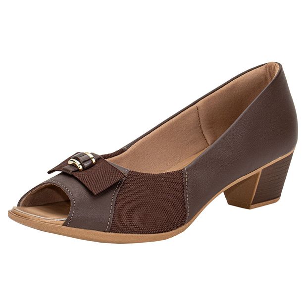 Peep Toe Feminino Salto Grosso Usaflex MM1501 CHOCOLATE 34