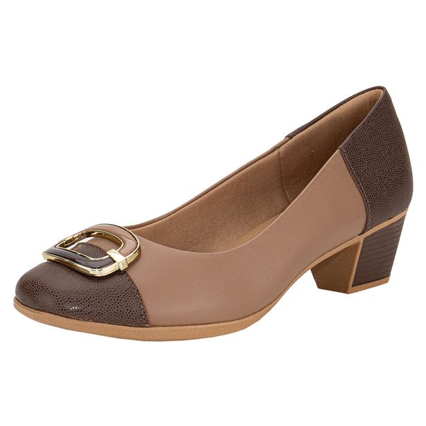 Sapato Feminino Salto Grosso Usaflex MM1502 CAMEL 34