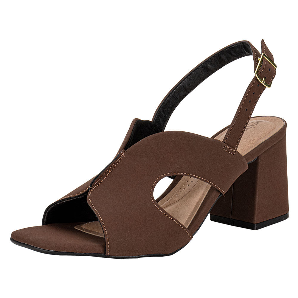 Sandália Feminina Salto Grosso Beira Rio 8436238 CAFÉ cloviscalcados