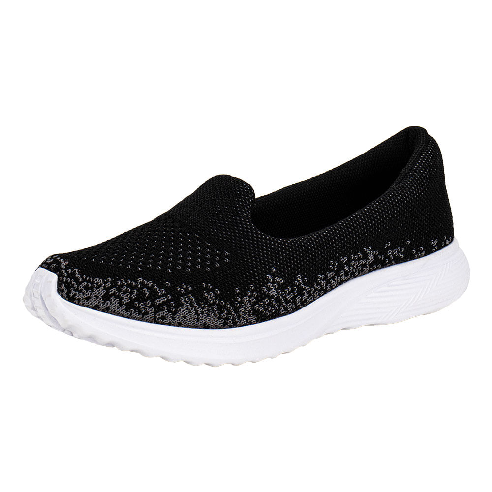 Tênis Feminino Slip On Seas Rainha RA0114 PRETO/CINZA cloviscalcados