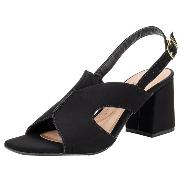 Sandália Feminina Salto Grosso Beira Rio 8436238 PRETO/NOBUCK 34
