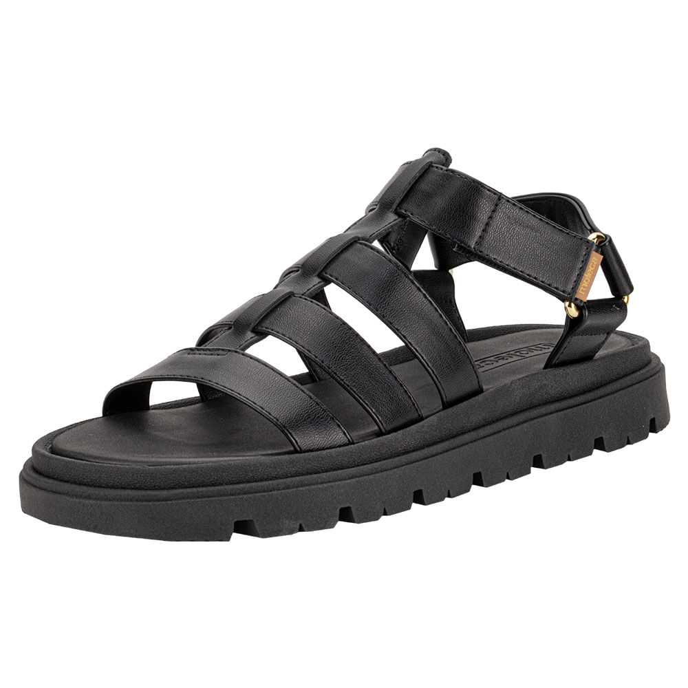 Sandália Feminina Flat Moleca 5504109 PRETO cloviscalcados