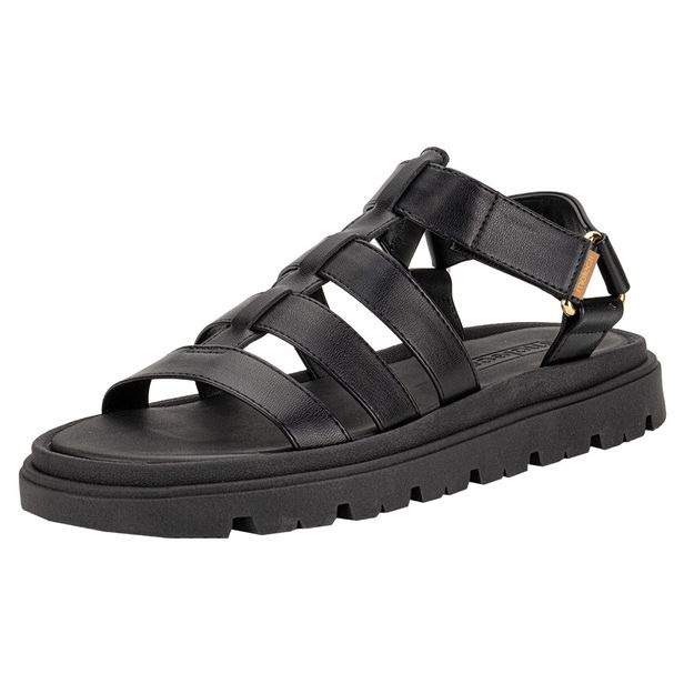 Sandália Feminina Flat Moleca 5504109 PRETO 35