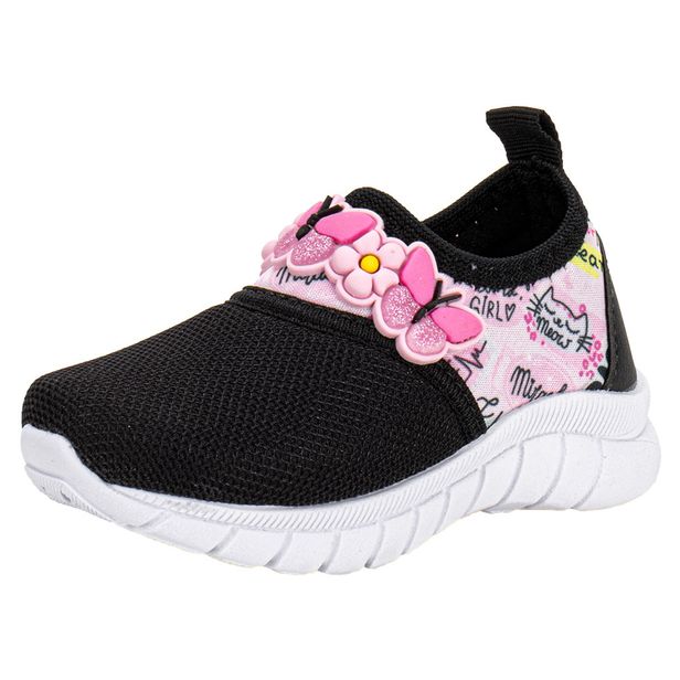 Tênis Infantil Feminino Nayarinha 396 PRETO/ROSA 20