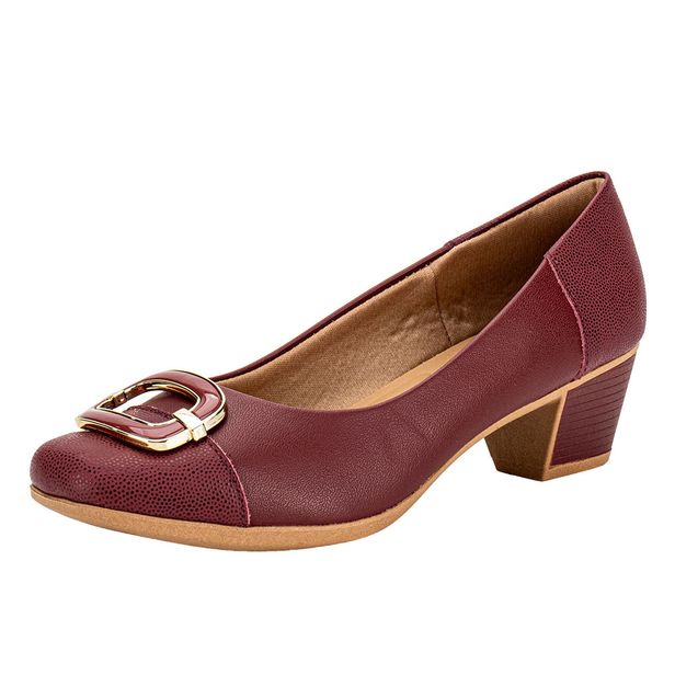 Sapato Feminino Salto Grosso Usaflex MM1502 VINHO 34