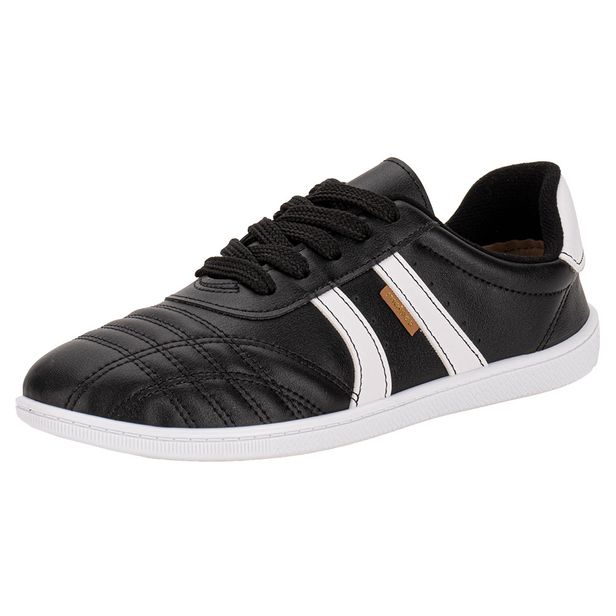 Tênis Feminino Casual Moleca 5605475 PRETO/BRANCO 34