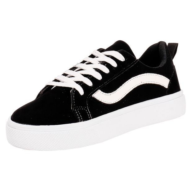 Tênis Feminino Casual La Via 300016 PRETO/BRANCO 34