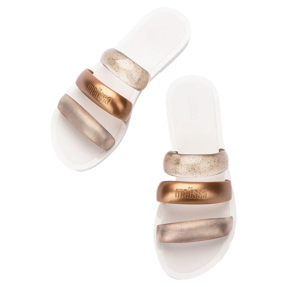 Melissa Eclipse Slide 35998 BRANCO/DOURADO 01 | Clovis Calçados
