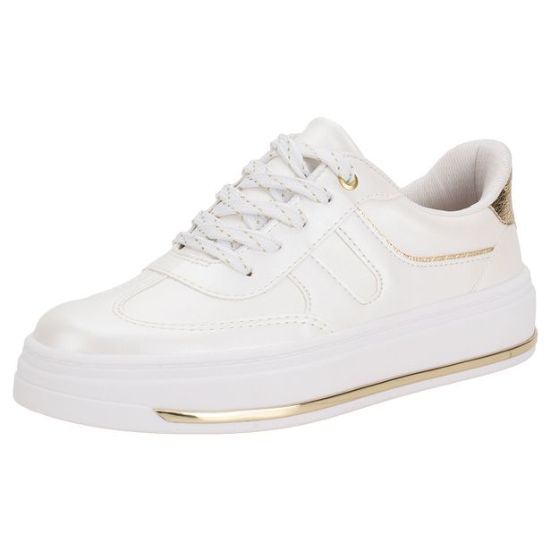 Tênis Feminino Casual Beira Rio 4305421 BRANCO/OURO 34