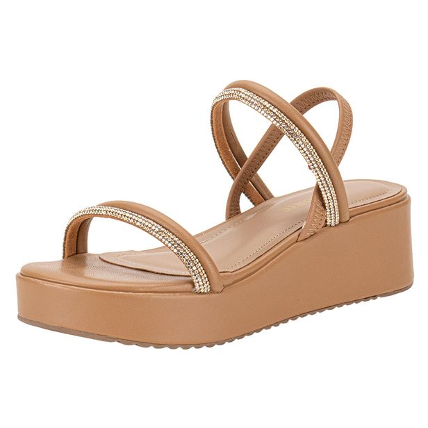 Sandália Feminina Anabela Via Marte 167008 CARAMELO 38