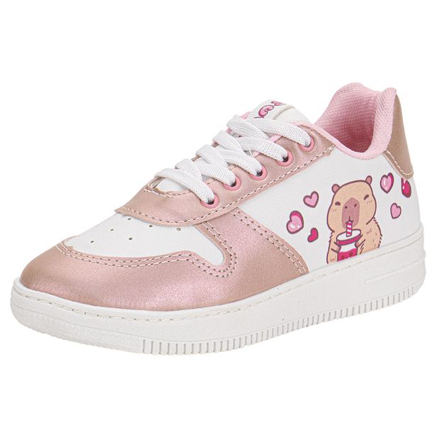 Tênis Infantil Feminino Capivara Minipé MP2540S BRANCO/ROSA 28