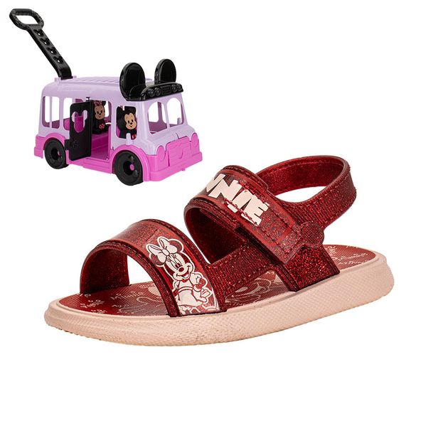 Kit Sandália Infantil Disney Tour e Ônibus Grendene Kids 23272 VERMELHO/ROSA 19
