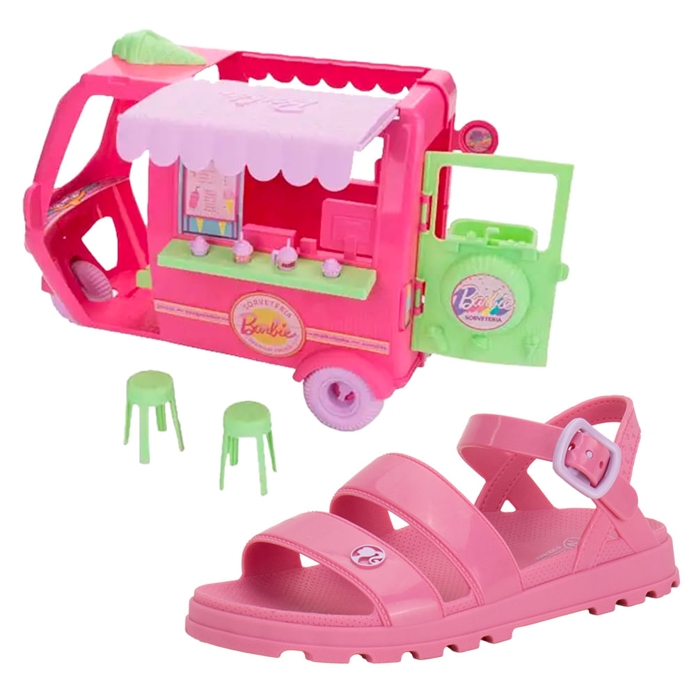 Kit Sandália Infantil Barbie e Sorveteria Grendene Kids 23221 ROSA