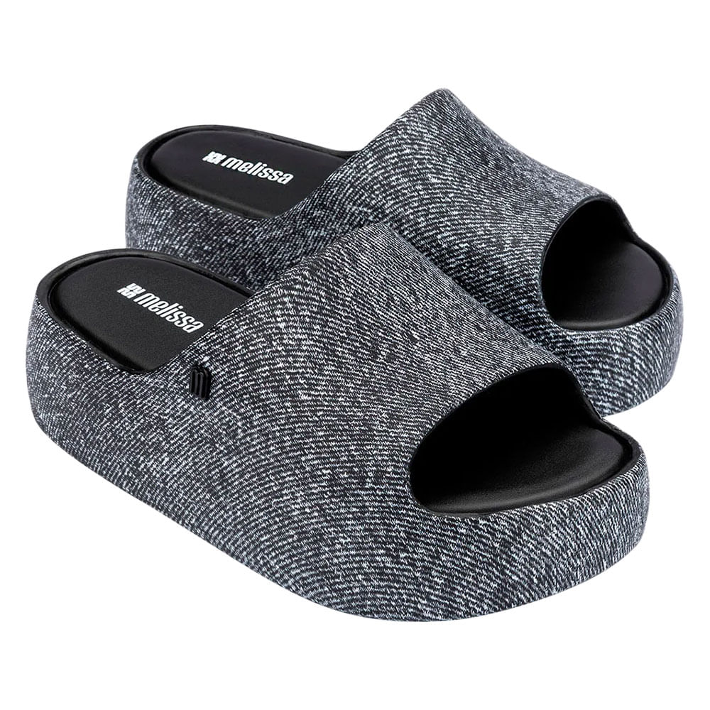 Melissa Free Platform Slide Denim 36149 CINZA/PRETO - cloviscalcados