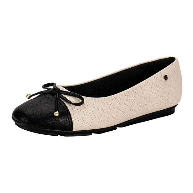 Sapatilha Feminina Flat Piccadilly 122030 BEGE/PRETO 34
