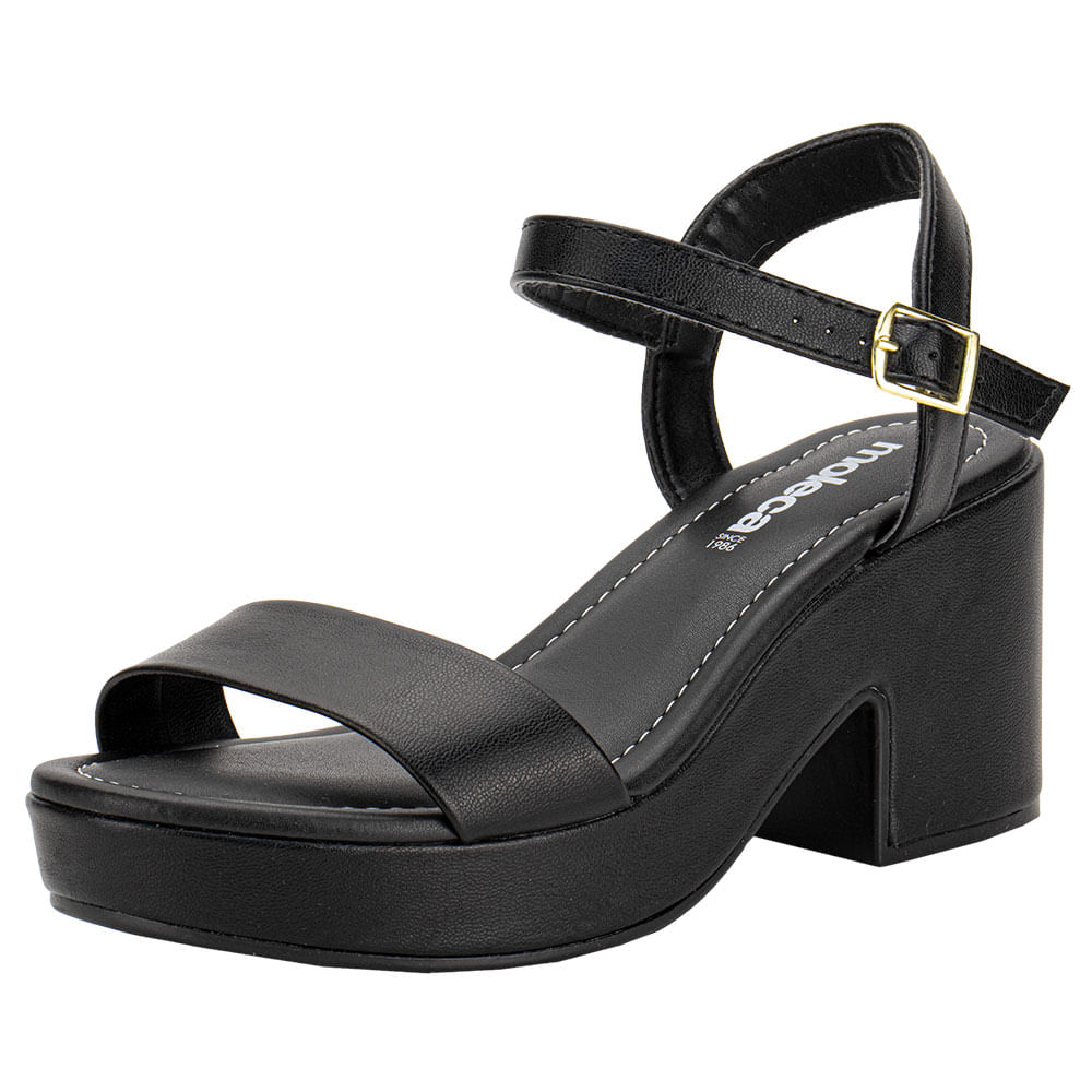 Sandália Feminina Salto Grosso Moleca 5549102 PRETO cloviscalcados
