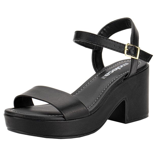 Sandália Feminina Salto Grosso Moleca 5549102 PRETO 34