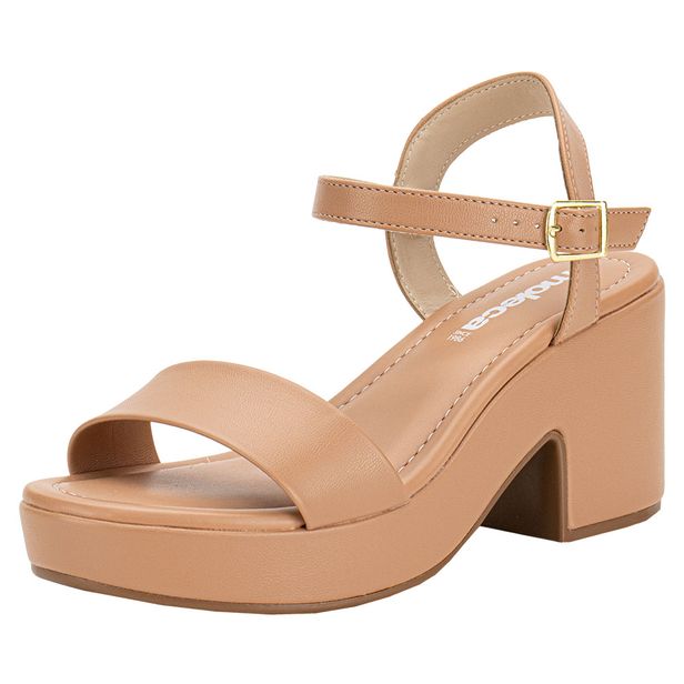 Sandália Feminina Salto Grosso Moleca 5549102 SALMÃO 36