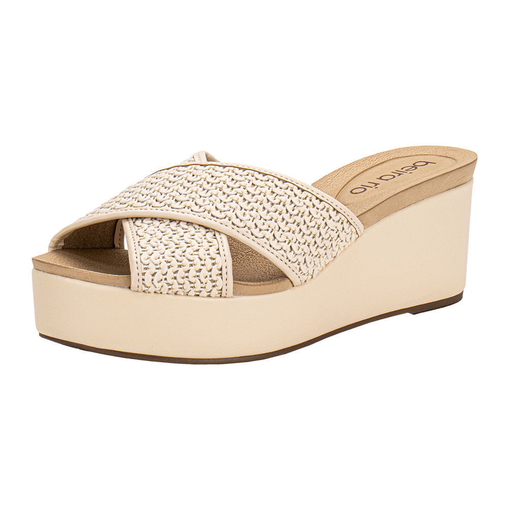 Tamanco Feminino Anabela Beira Rio 8407141 NATURAL cloviscalcados