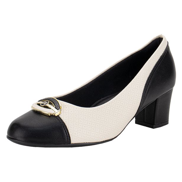 Sapato Feminino Salto Grosso Piccadilly 110183 PRETO/BEGE 34
