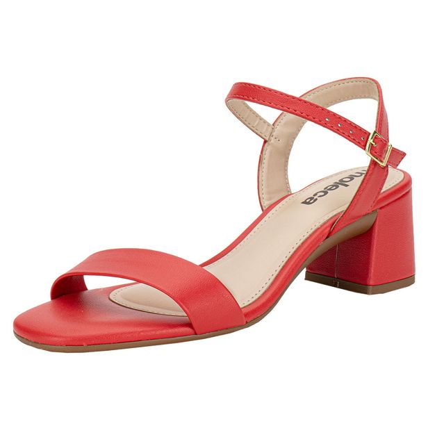 Sandália Feminina Salto Grosso Moleca 5496101 VERMELHO 34