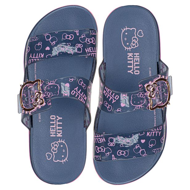 Chinelo Infantil Feminino Slide Hello Kitty Summer Grendene Kids 23280 AZUL/ROSA 26/27