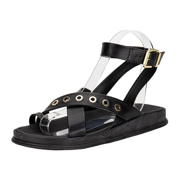 Sandália Feminina Flat Moleca 5556104 PRETO 34