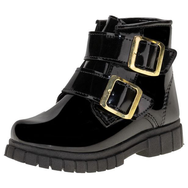 Bota Infantil Feminina Coturno Fuffy 13525 VERNIZ/PRETO 22