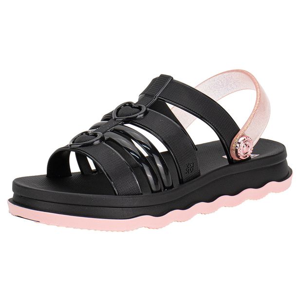 Sandália Infantil Feminina Zip Zaxy 19269 PRETO/ROSA 28
