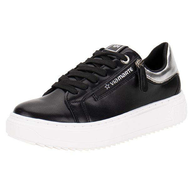 Tênis Feminino Casual Via Marte 206001 PRETO/PRATA 34