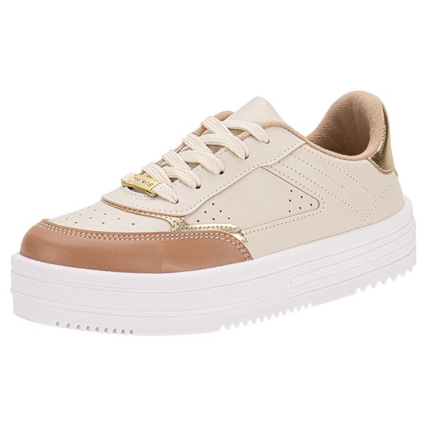 Tênis Feminino Casual Moleca 5782312 BEGE/DOURADO 34