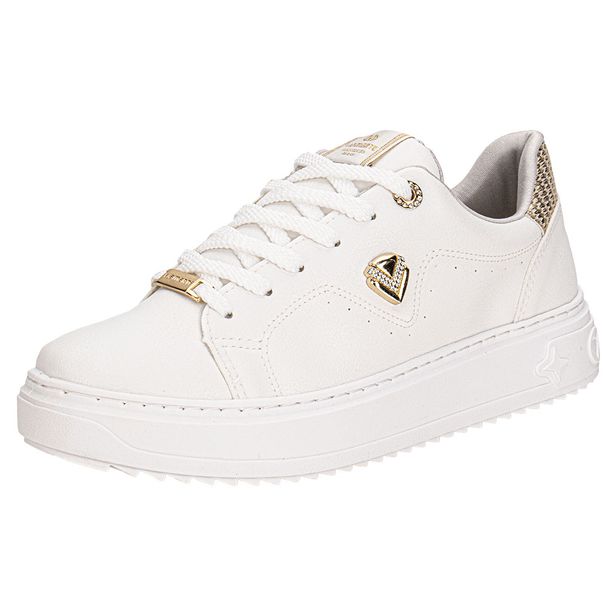 Tênis Feminino Casual Via Marte 055033 BRANCO/DOURADO 35