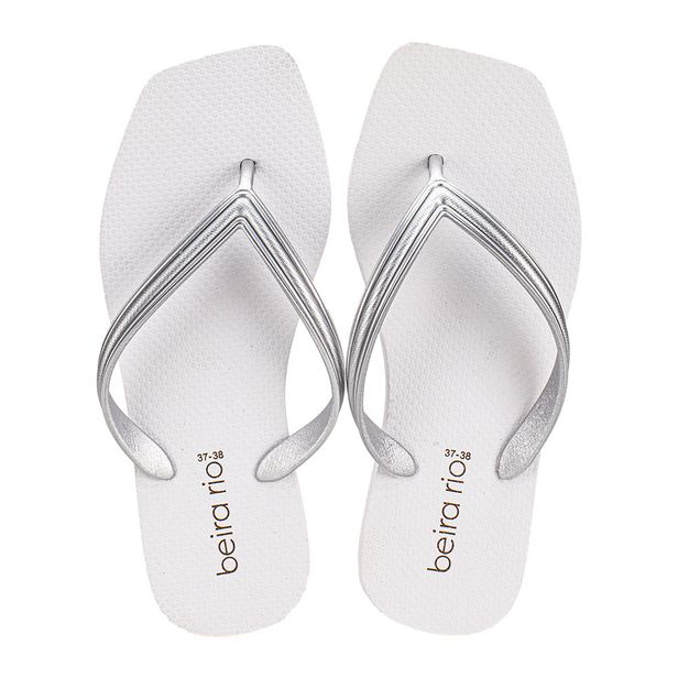 Chinelo Feminino Beira Rio 8556900 BRANCO/PRATA 33/34