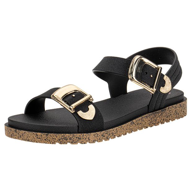 Sandália Feminina Flat Rich Zaxy 19200 PRETO 36