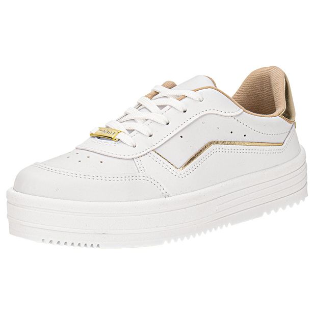 Tênis Feminino Casual Moleca 5782316 BRANCO/DOURADO 34