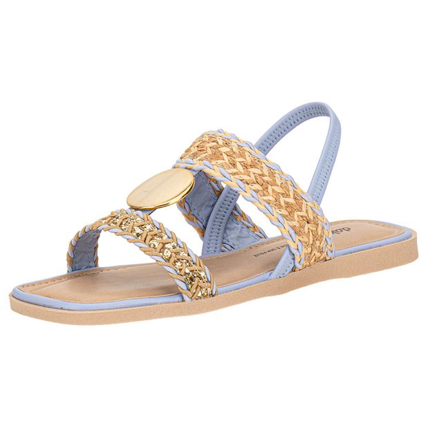 Sandália Feminina Flat Dakota Y8102 BEGE/AZUL 34
