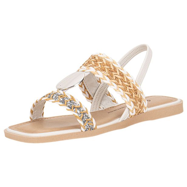 Sandália Feminina Flat Dakota Y8102 BRANCO/BEGE 34