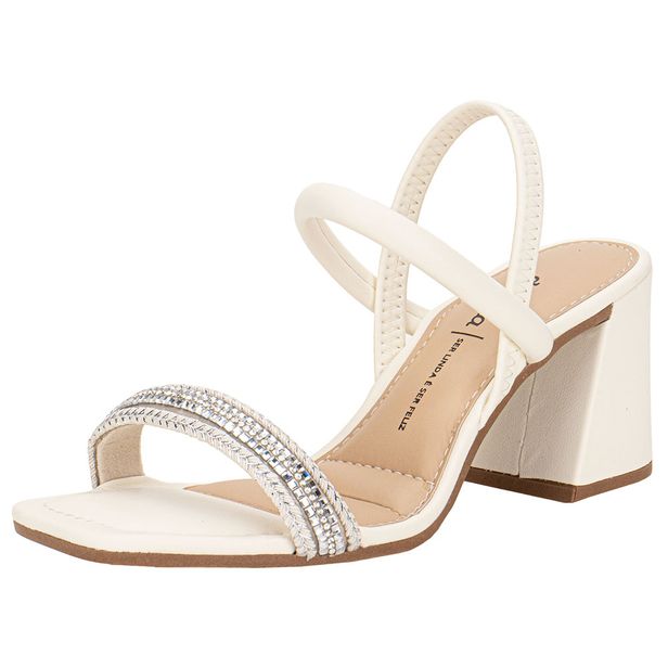 Sandália Feminina Salto Grosso Dakota Y8911 MARFIM 34