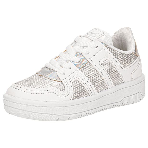 Tênis Infantil Feminino Via Vip VV4523 BRANCO/PRATA 28