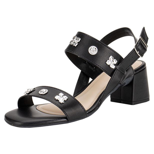 Sandália Feminina Salto Grosso Moleca 5496119 PRETO 34