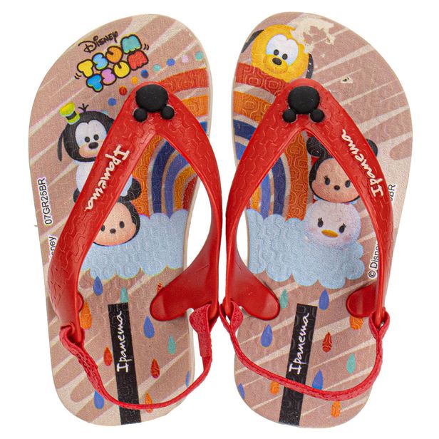 Chinelo Infantil Feminino Baby Disney Joy Ipanema 27323 BEGE/VERMELHO 20/21